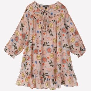 NWT Velveteen Frankie Embellished Boho Dress in Fruit Basket Print, Size 3Y